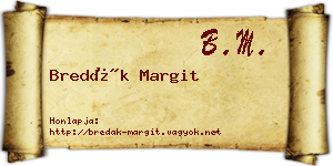 Bredák Margit névjegykártya